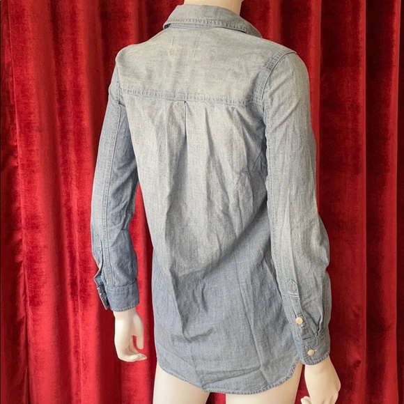 Madewell Denim Look Long Sleeve Button Up Sz XXS - Picture 4 of 6